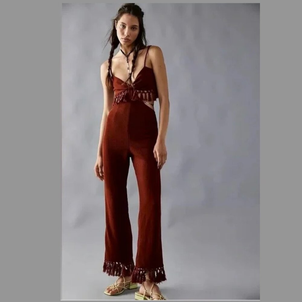NWOT Saylor Sterling Fringe Cutout Jumpsuit
